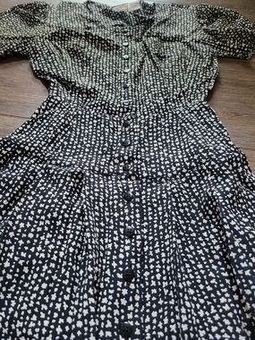 Liz Claiborne Black and White Button-Front Midi Dress